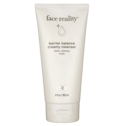 Tube of 'face reality' barrier balance creamy cleanser on a white background