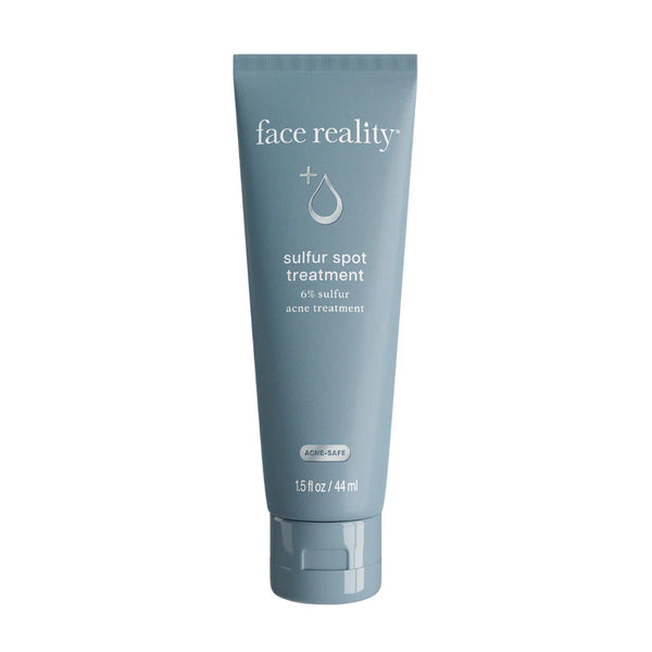 Tube of face reality sulfur spot treatment on a white background